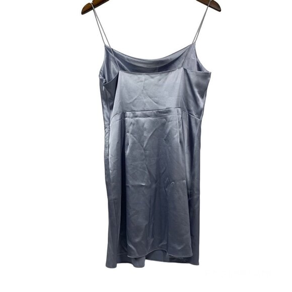 Top Shop Sateen Mini Slip Dress - Pale Blue, Size 6 - Picture 4 of 5